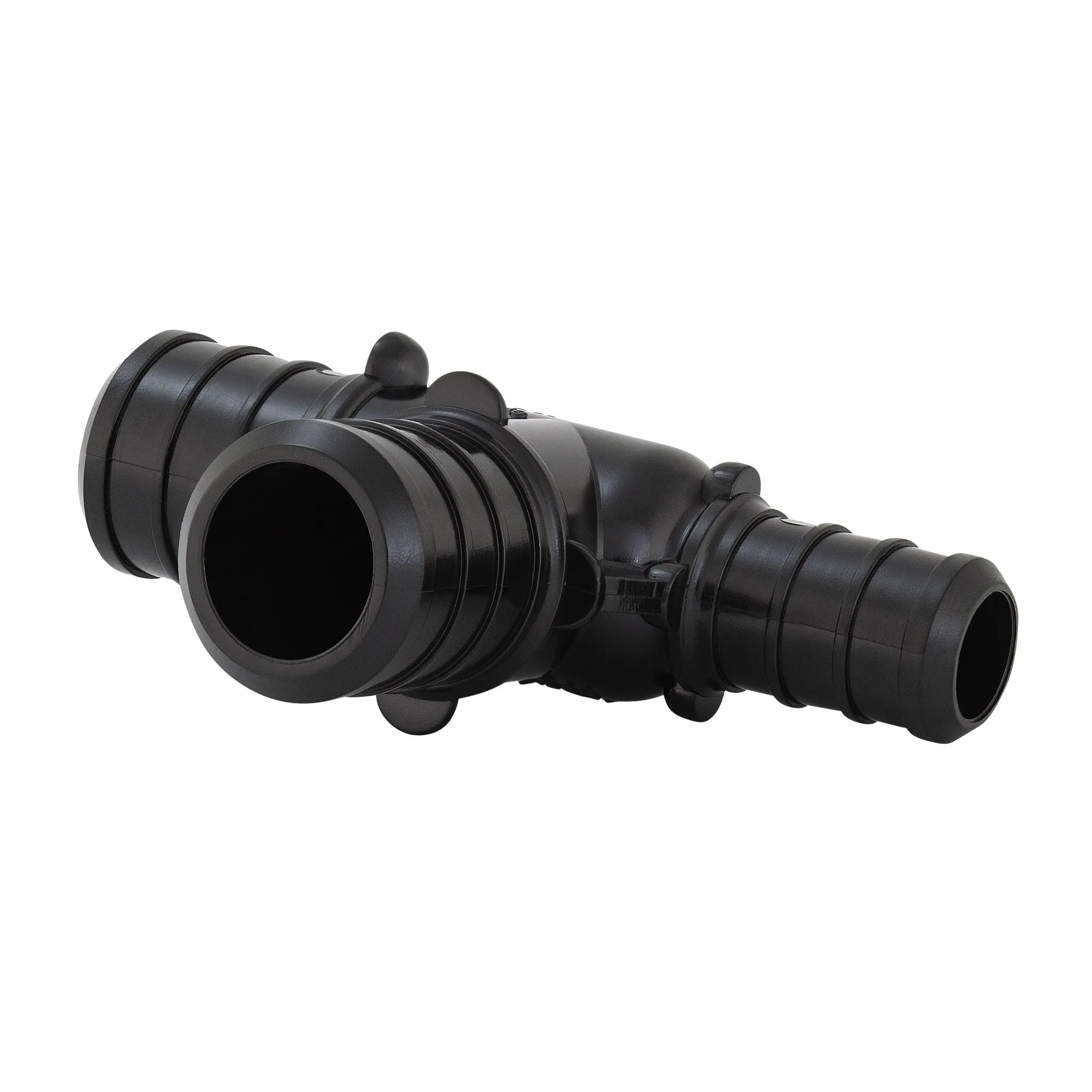 1" x 3/4" x 1" PEX B Crimp Barb PPSU Black Poly Reducing Tee, ASTM F2159
