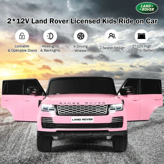 24V 2-Seater Licensed Land Rover Kids Ride On Car with 4WD Remote Control-Pink