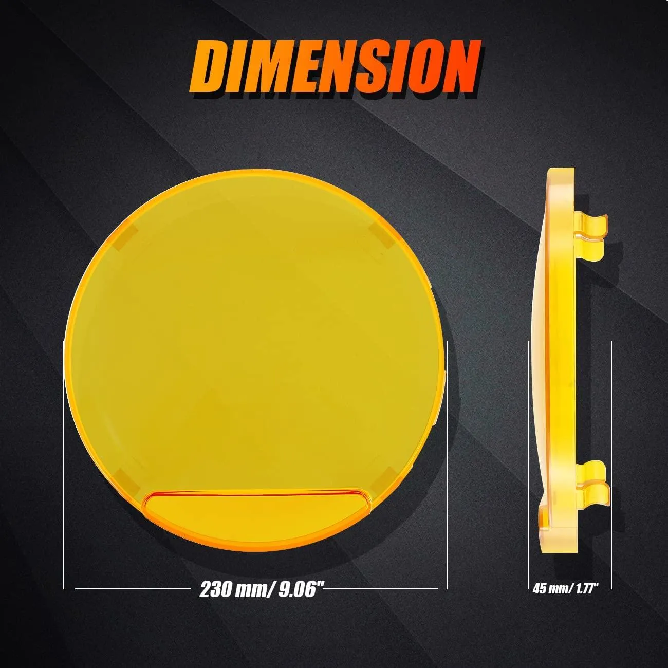 (2pcs/set) 9 Inch Round LED Driving Light Amber Cover Light Shield Cover