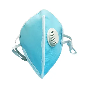 3 ply High filtration Reusable Wellness Mask Dust Pollution Washable Mask with Breathing valve (Blue) - 1pc
