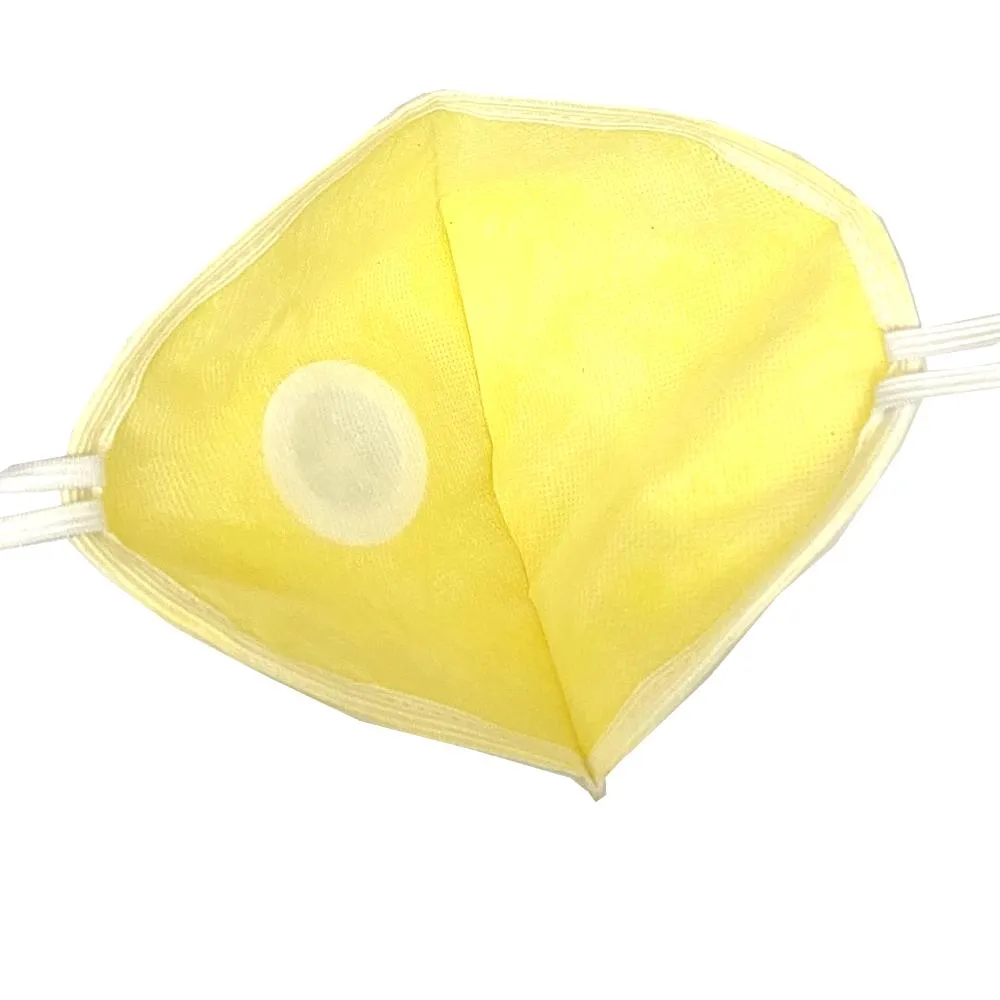 3 ply Yellow High filtration Reusable Wellness Mask Dust Pollution Washable Mask with Breathing valve - 5pcs