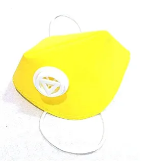 3 ply Yellow High filtration Reusable Wellness Mask Dust Pollution Washable Mask with Breathing valve - 5pcs