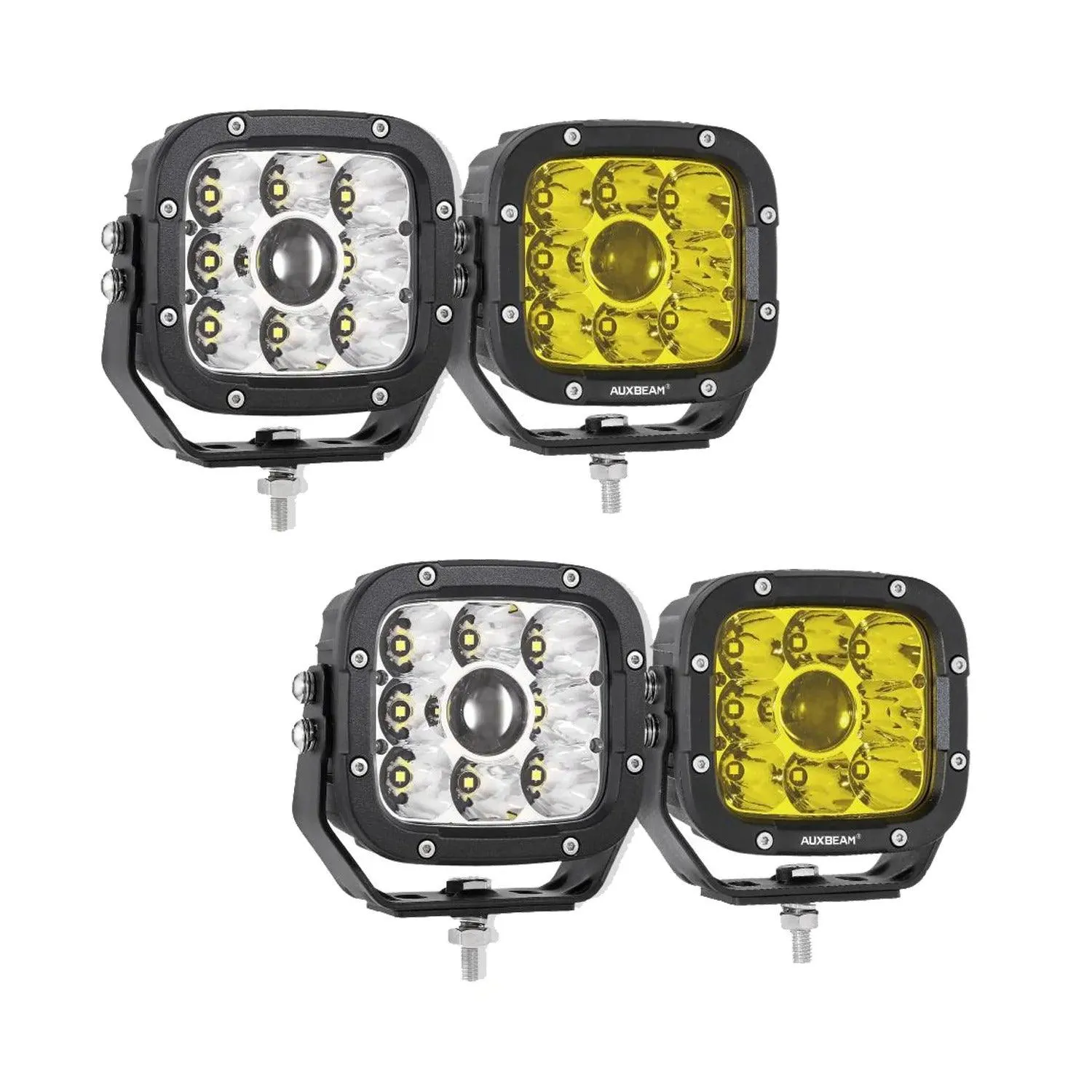 5 Inch 110W White&Amber LED Pod Lights With Additional Amber Covers
