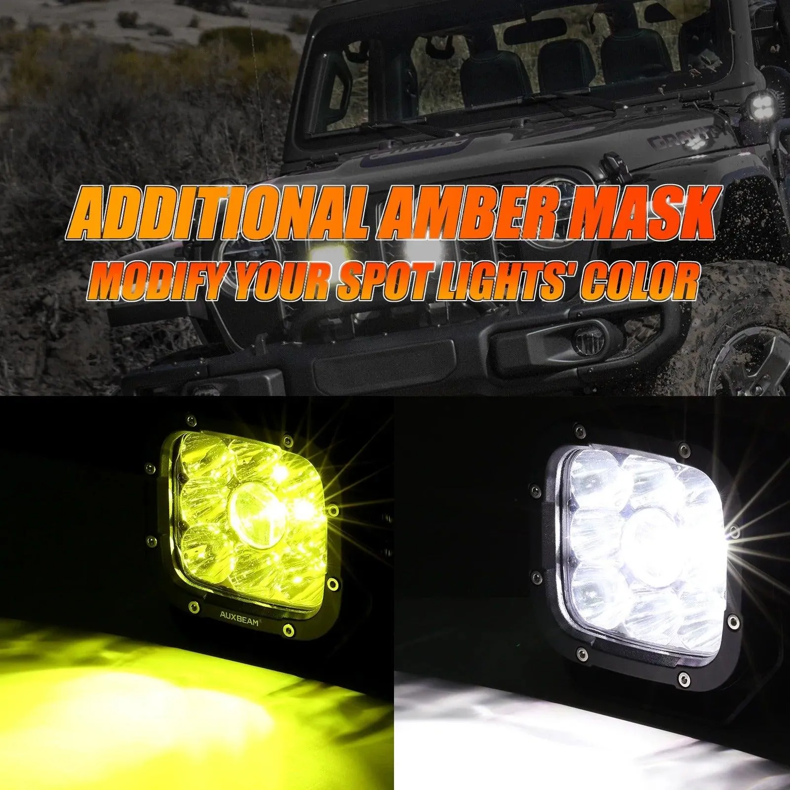 5 Inch 110W White&Amber LED Pod Lights With Additional Amber Covers