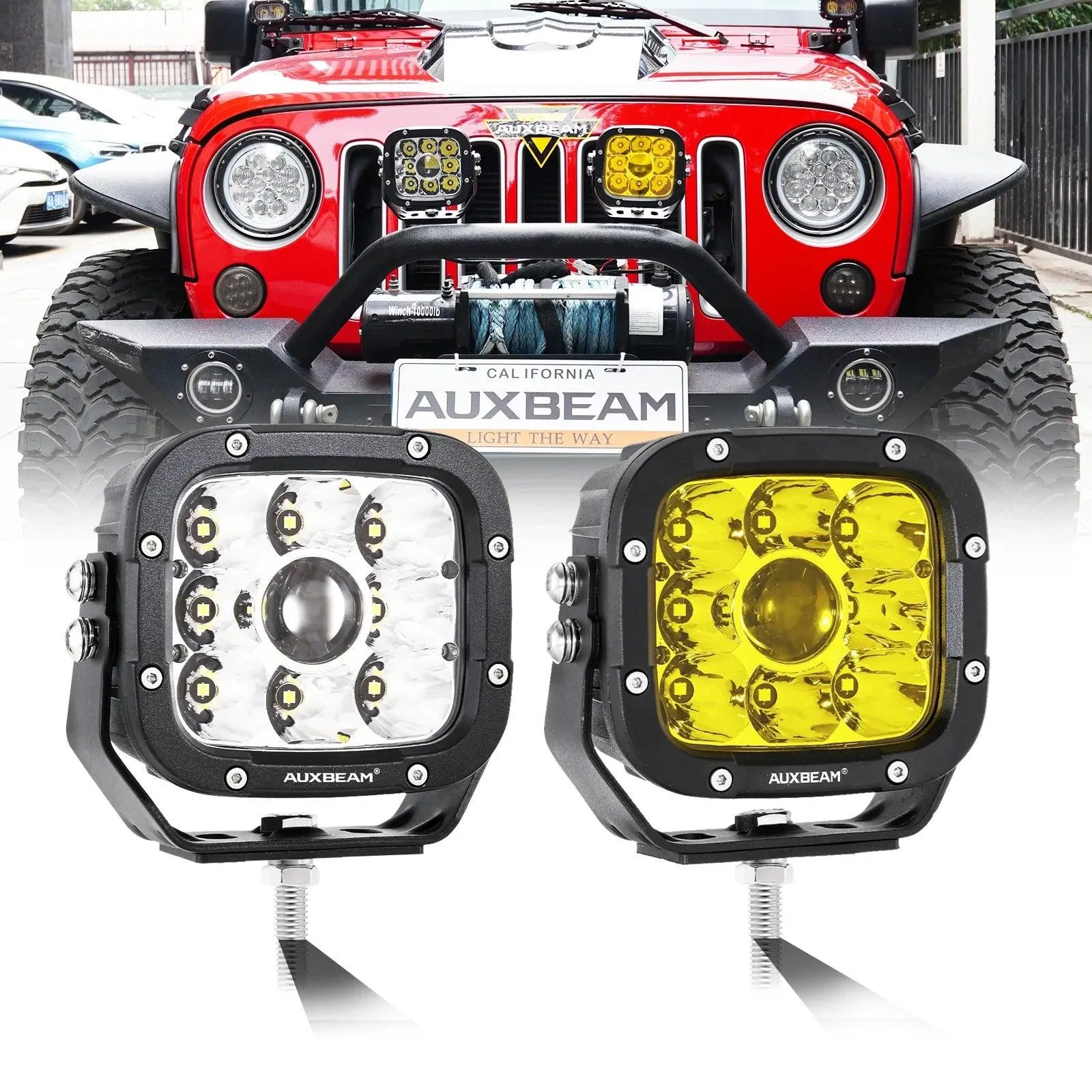 5 Inch 110W White&Amber LED Pod Lights With Additional Amber Covers