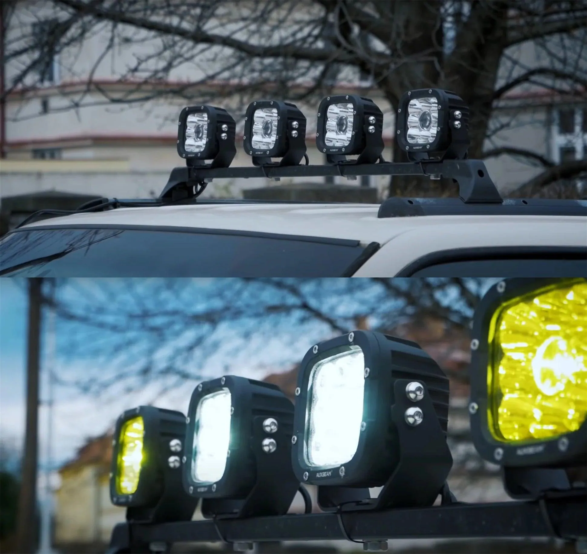 5 Inch 110W White&Amber LED Pod Lights With Additional Amber Covers
