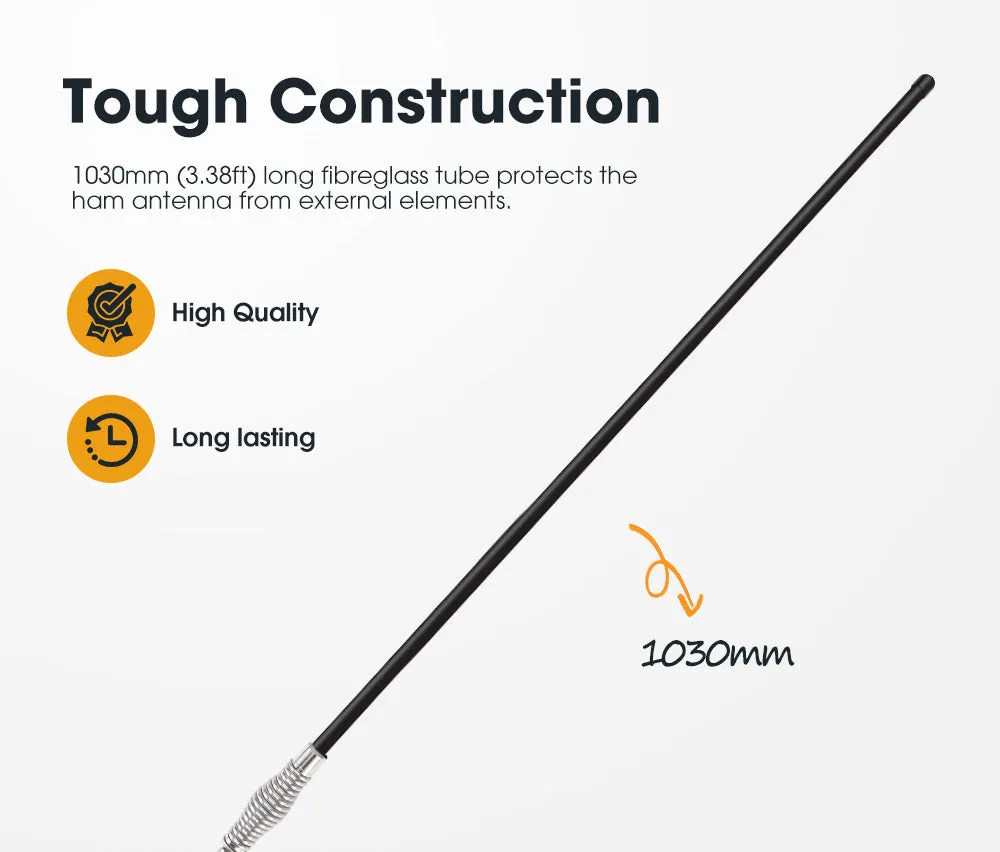 6.6DBI Black Heavy Duty Hi Gain Antenna For Uhf Cb Radio Bull Bar Fiberglass New