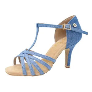 ABA.L100FE LADIES DENIM LATIN DANCE SHOES