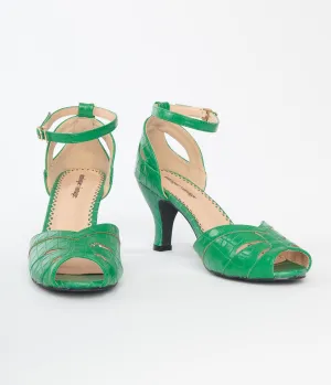 Ankle Strap Heel in Green by Unique Vintage