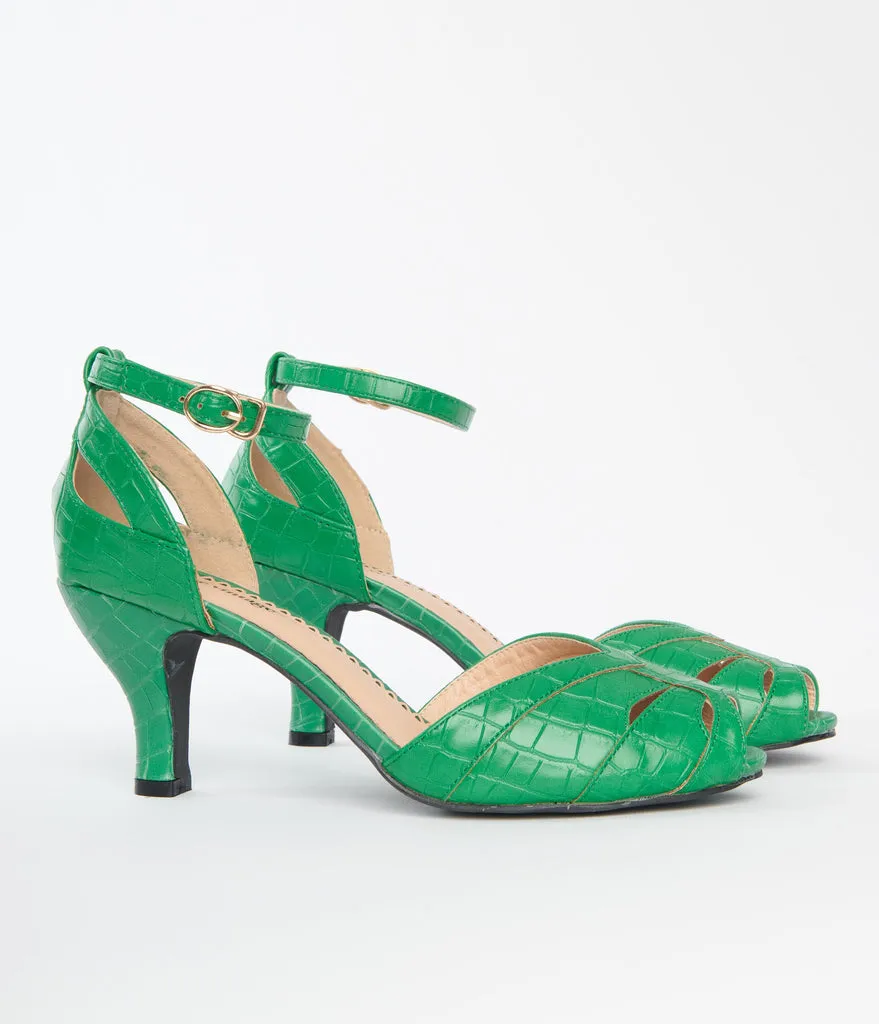 Ankle Strap Heel in Green by Unique Vintage