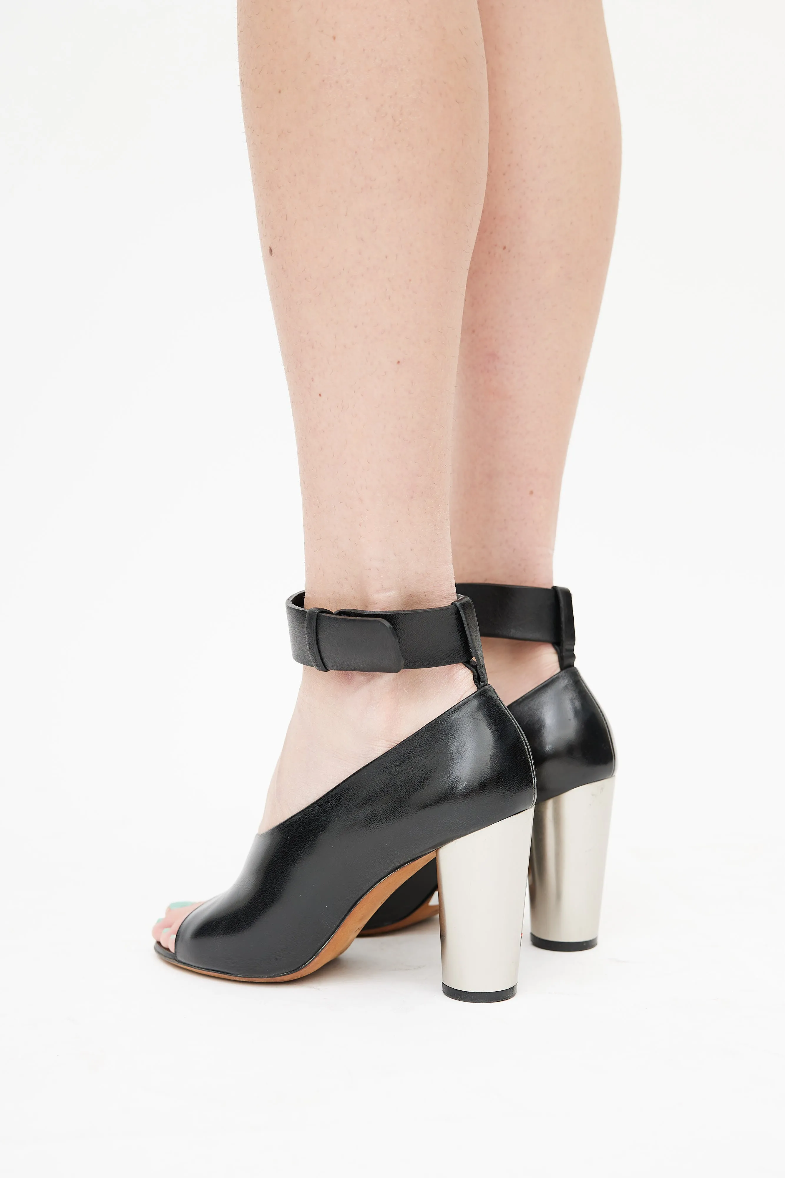 Black Bam Bam Peep Toe Heel