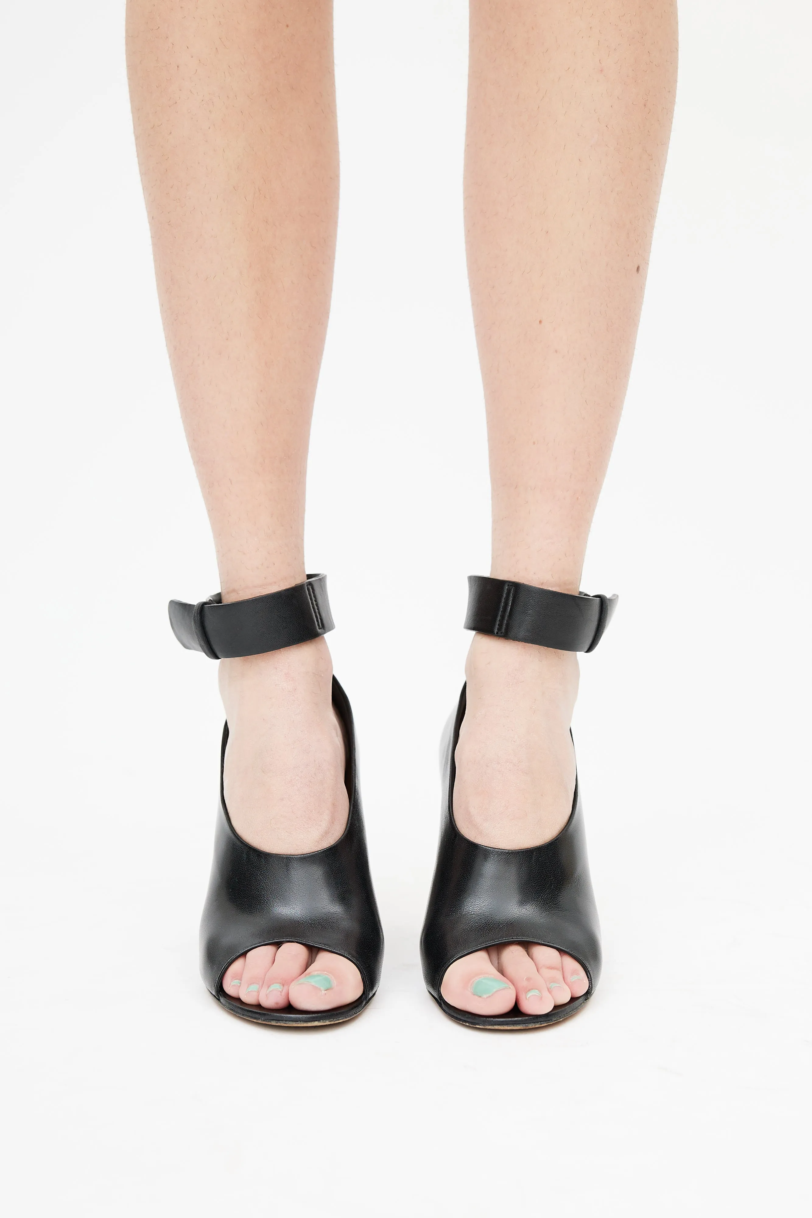 Black Bam Bam Peep Toe Heel