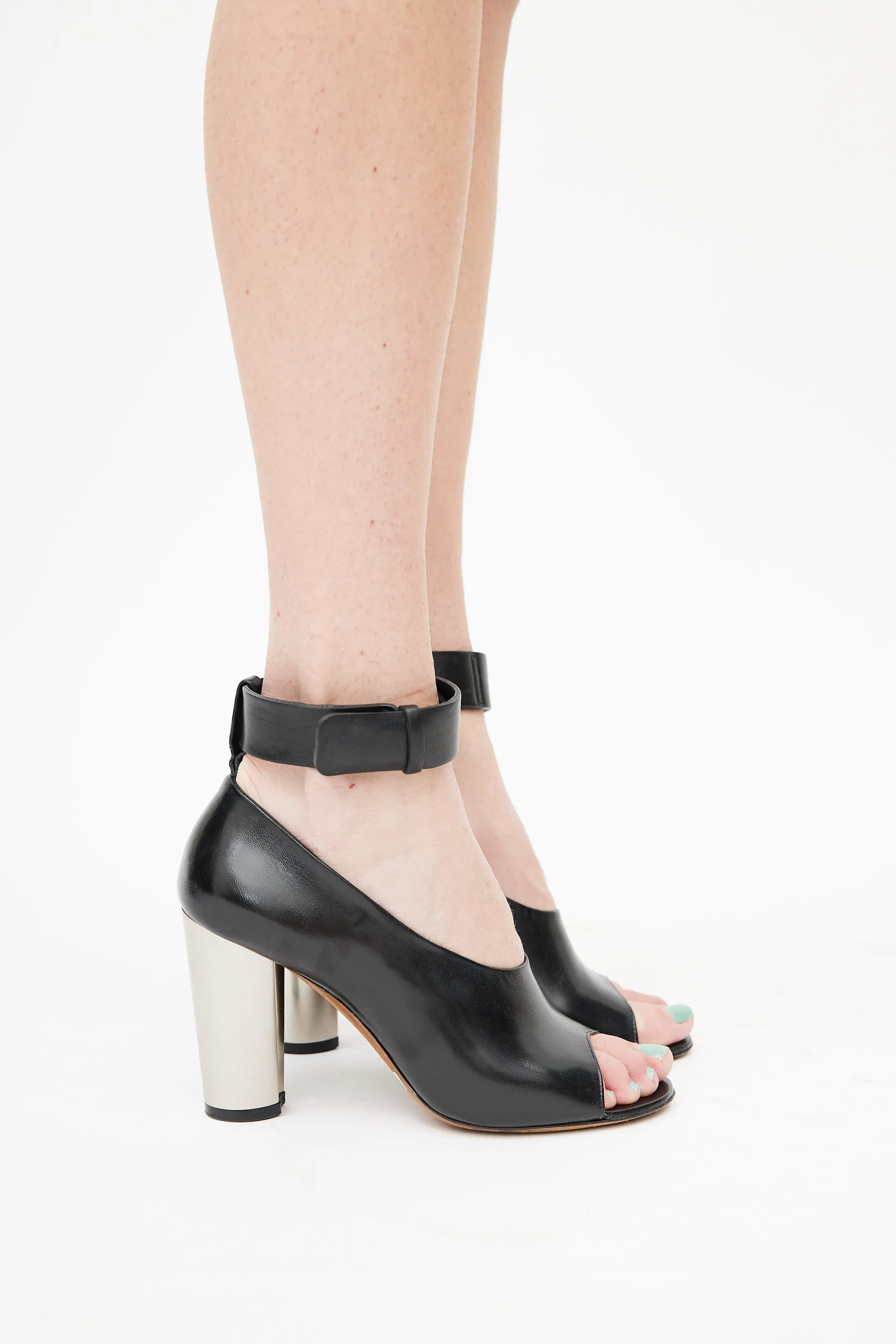 Black Bam Bam Peep Toe Heel
