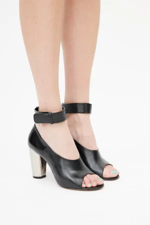 Black Bam Bam Peep Toe Heel