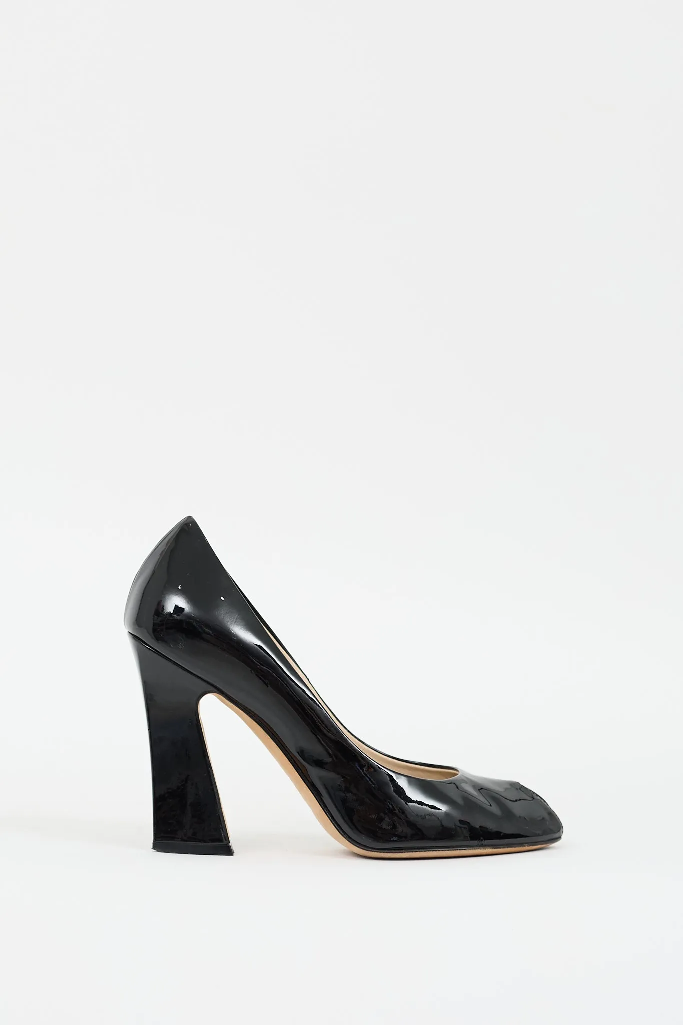Black Patent Leather Peep Toe Pump