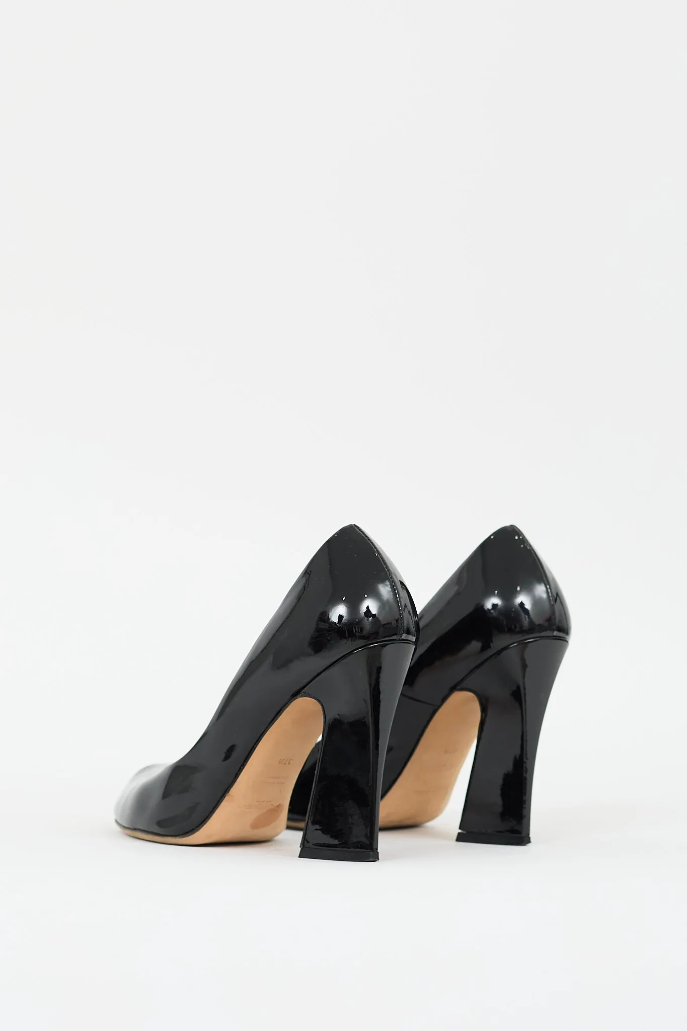 Black Patent Leather Peep Toe Pump