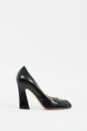 Black Patent Leather Peep Toe Pump