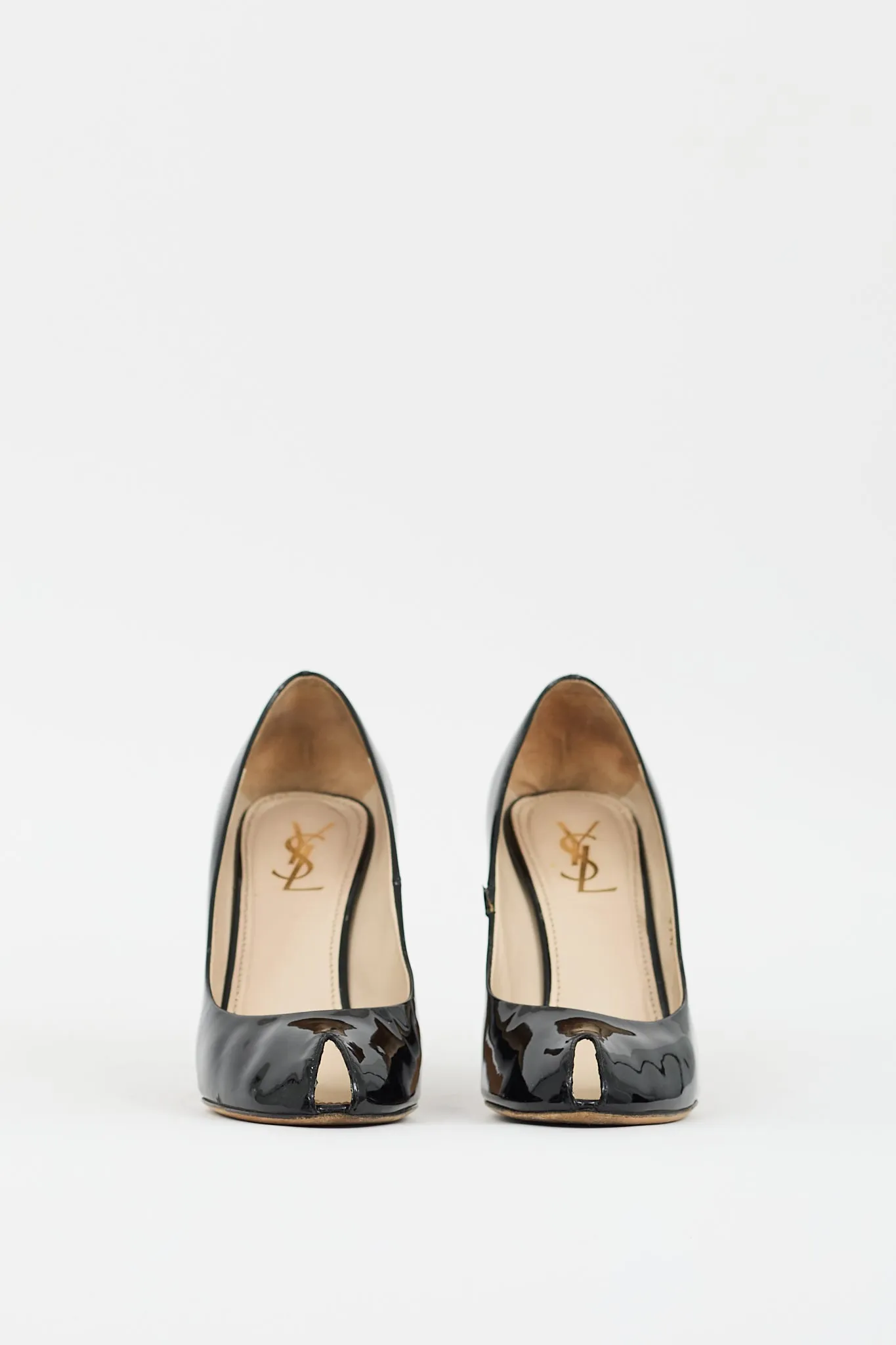 Black Patent Leather Peep Toe Pump