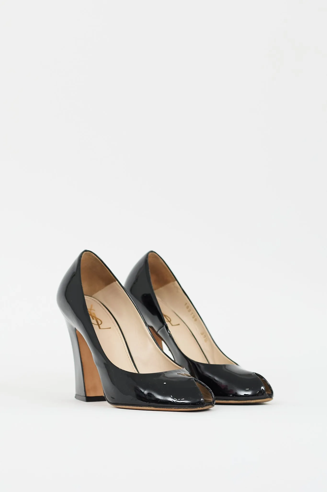 Black Patent Leather Peep Toe Pump