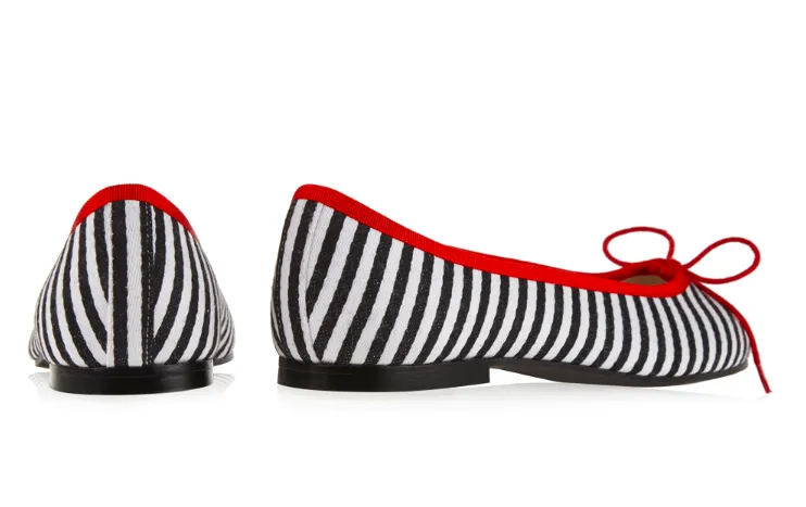 Black Stripe Textile Red Trim Henrietta Flats