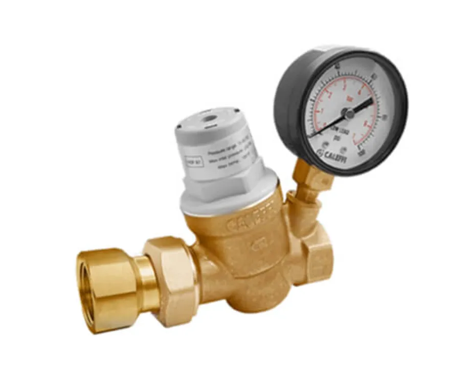 Caleffi 533351HA PresCal™ Compact Pressure Reducing Valve with Gauge, 3/4" FNPT Union x FNPT