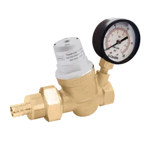 Caleffi 533851HA PresCal™ Compact Pressure Reducing Valve with Gauge, ¾" PEX Expansion Union in, FNPT out