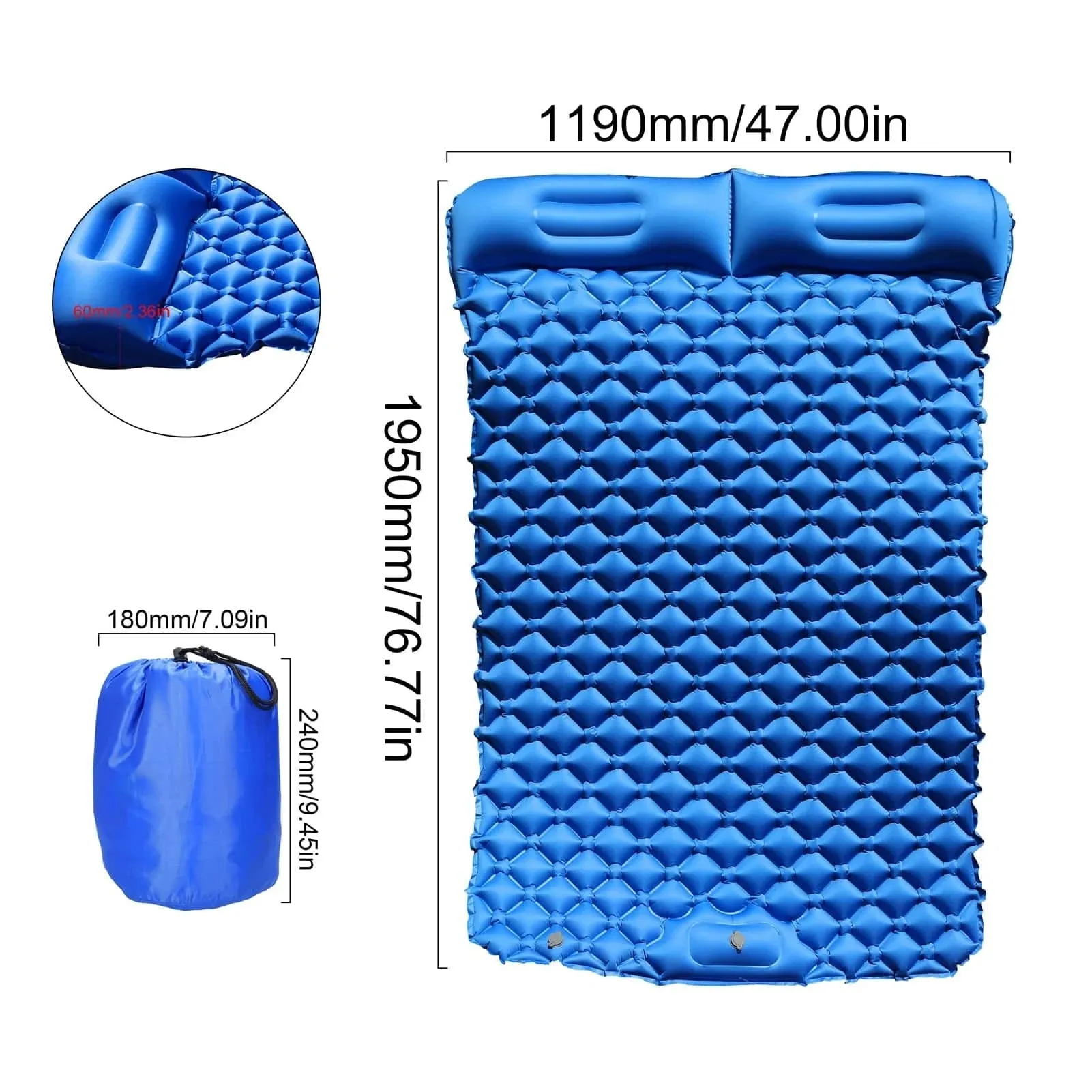 Camping Inflatable Mat Outdoor TPU Sleeping Pad with Pillow Folding Mattress Ultralight Air Cushion Hiking Travel Tent Equipment