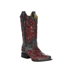 Corral Women's Glitter Inlay Black And Red Boots