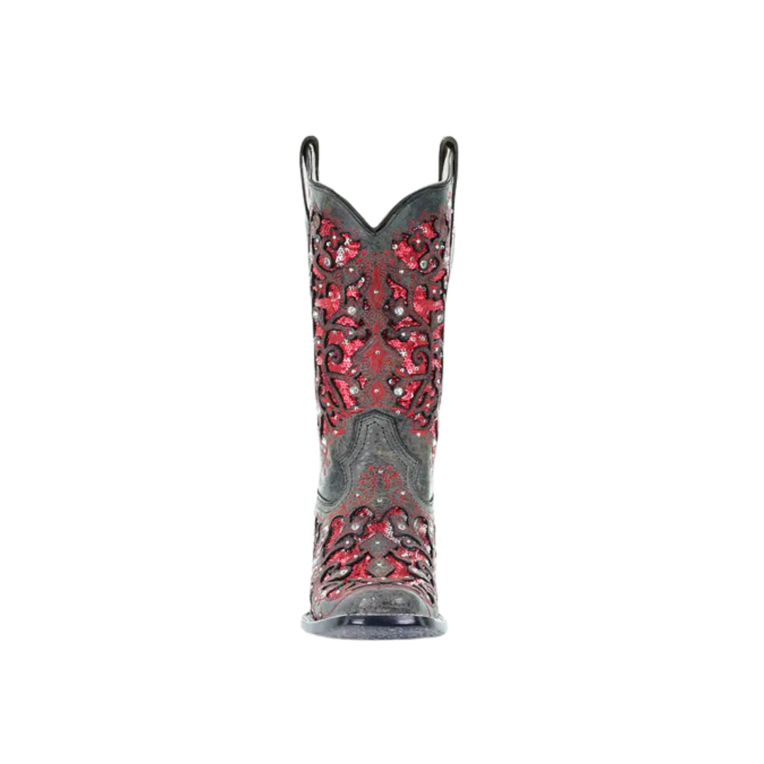 Corral Women's Glitter Inlay Black And Red Boots