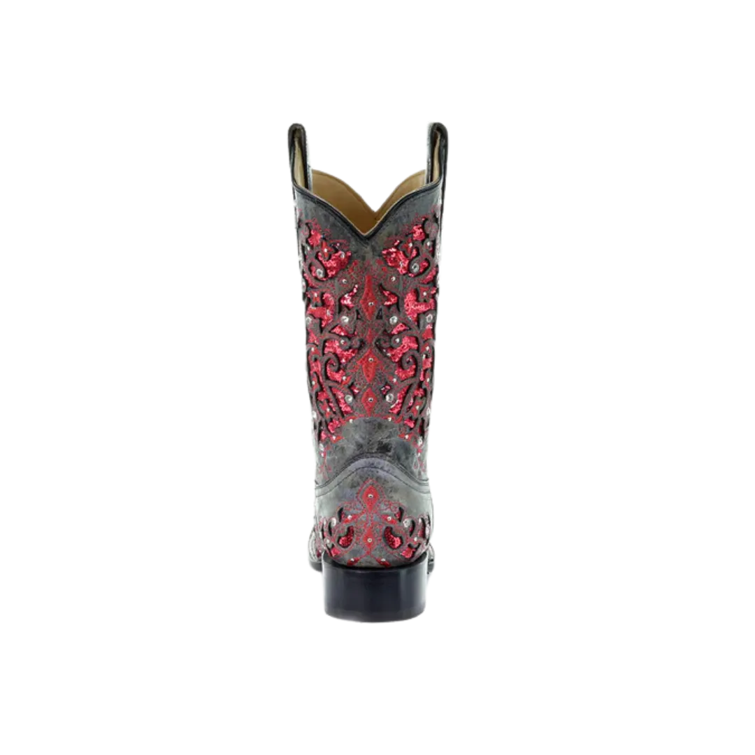 Corral Women's Glitter Inlay Black And Red Boots
