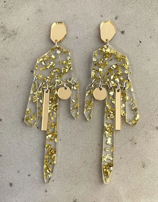 Drop Earrings Gold Glitter