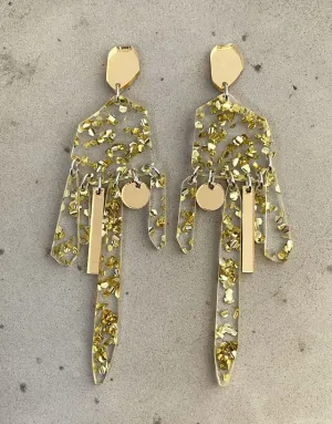 Drop Earrings Gold Glitter