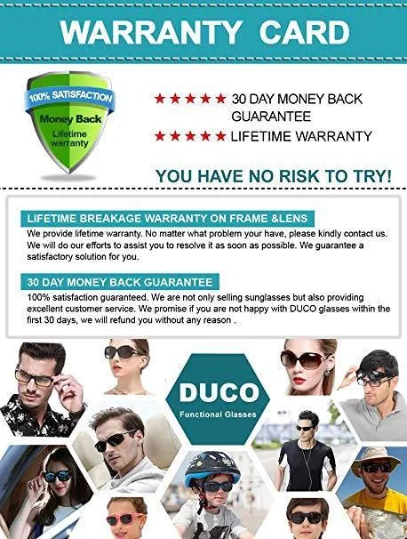 DUCO Polarized Driving Sunglasses Rimmed Glasses UV400 protection 8205