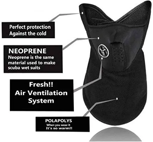Face mask for pollution Half Face Mask For Men and Women, Bike Riding Mask | Black