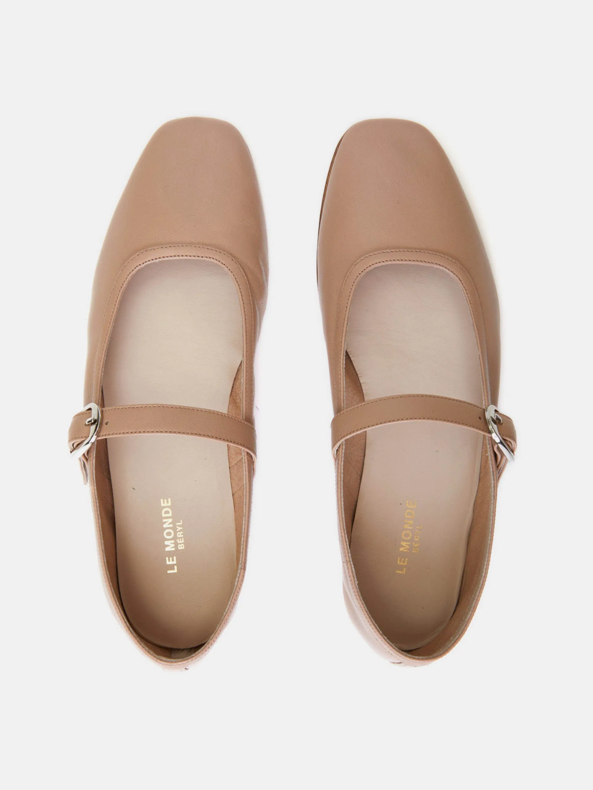 Fawn leather ballet Mary Jane flats