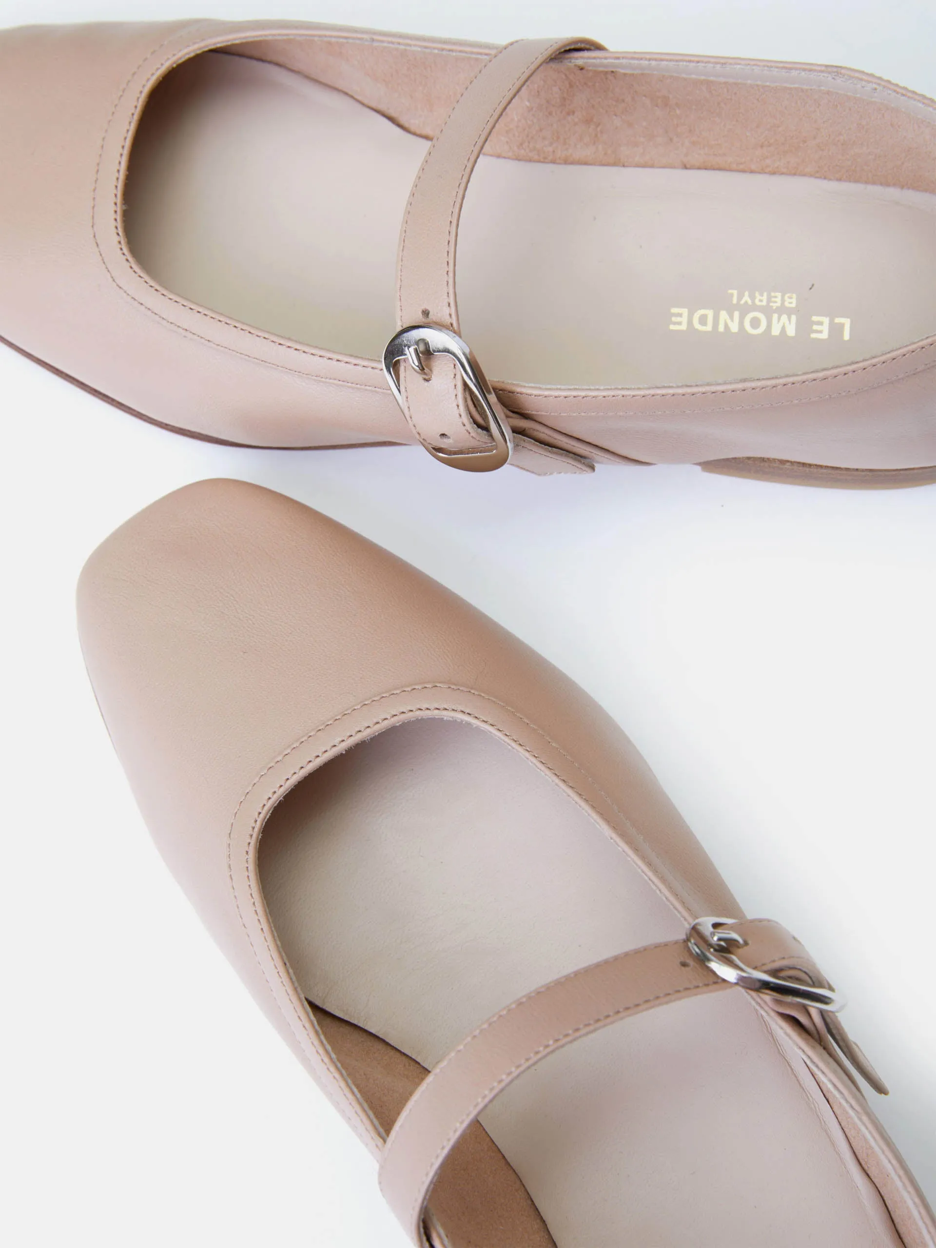 Fawn leather ballet Mary Jane flats