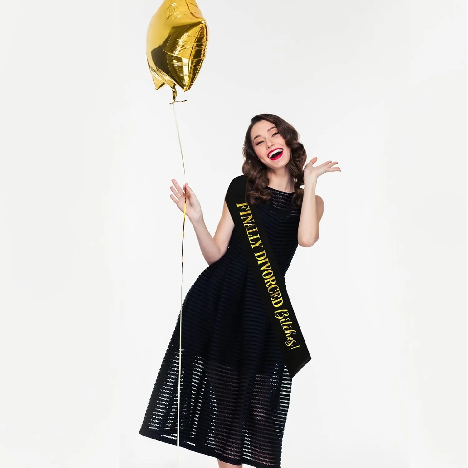Finally Divorced Bitches Sash, Black Sash with Gold Glitter - Just Divorced Funny Happy Divorced Party Decoration -Funny Divorced Boy Bye Satin Sash