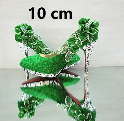 Glitter Gorgeous Evening Party Crystal Floral High Heels