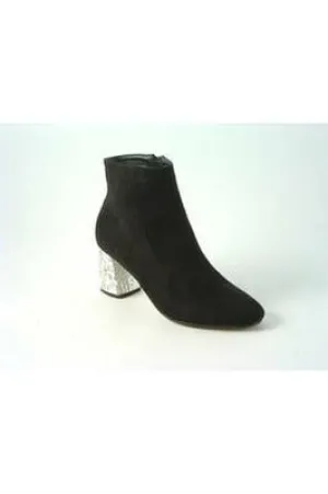 Glitz Shoes Celine Sabatine Glitter Heel Suede Ankle Boot