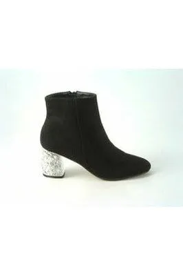 Glitz Shoes Celine Sabatine Glitter Heel Suede Ankle Boot