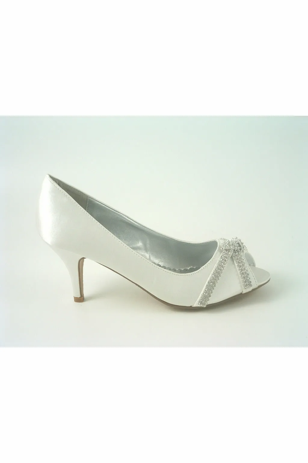 Glitz Shoes Diamante Metallic Peep Toe Court Shoe