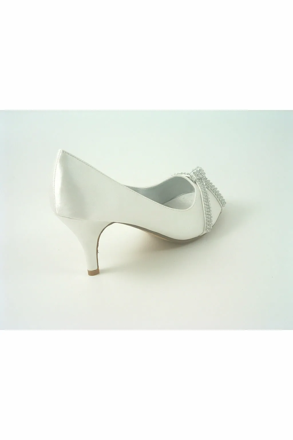 Glitz Shoes Diamante Metallic Peep Toe Court Shoe