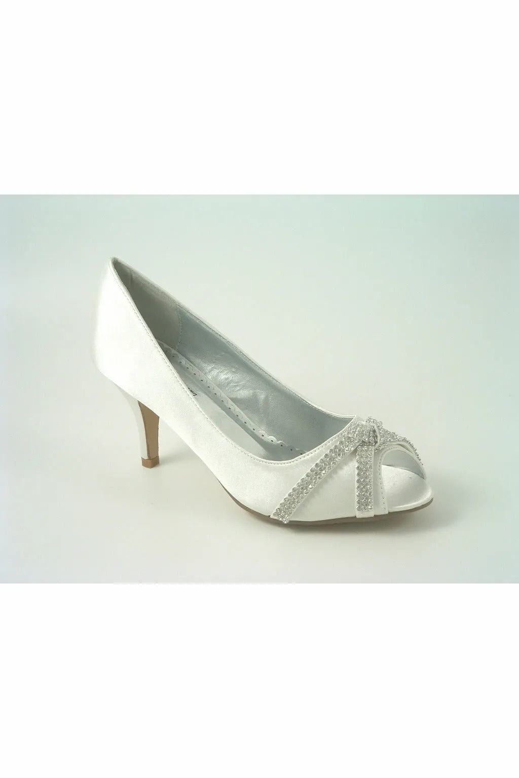 Glitz Shoes Diamante Metallic Peep Toe Court Shoe