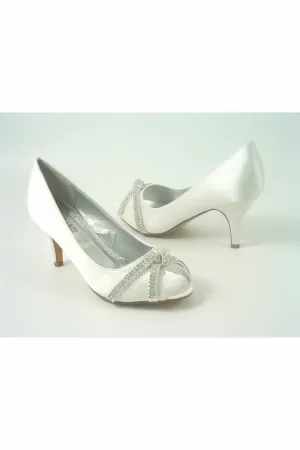 Glitz Shoes Diamante Metallic Peep Toe Court Shoe