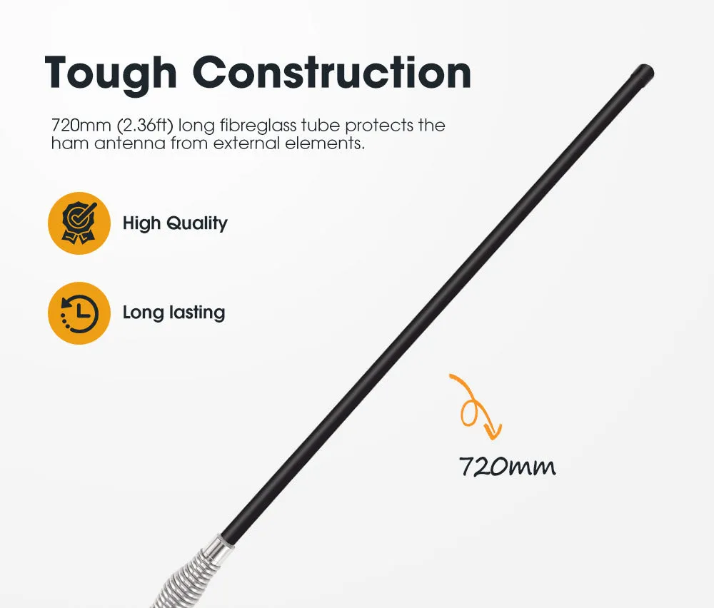 Hi Gain Black Uhf 5DB Fibreglass CB Antenna 720mm Height For Gme Uniden Oricom