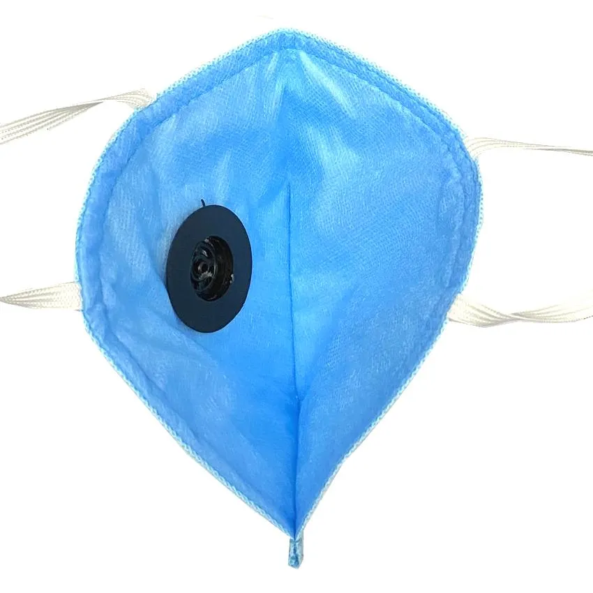 High filtration 4 ply Reusable Wellness Mask with PU foam Three Layer Dust Pollution Washable Mask with Breathing valve (Blue) -2pcs