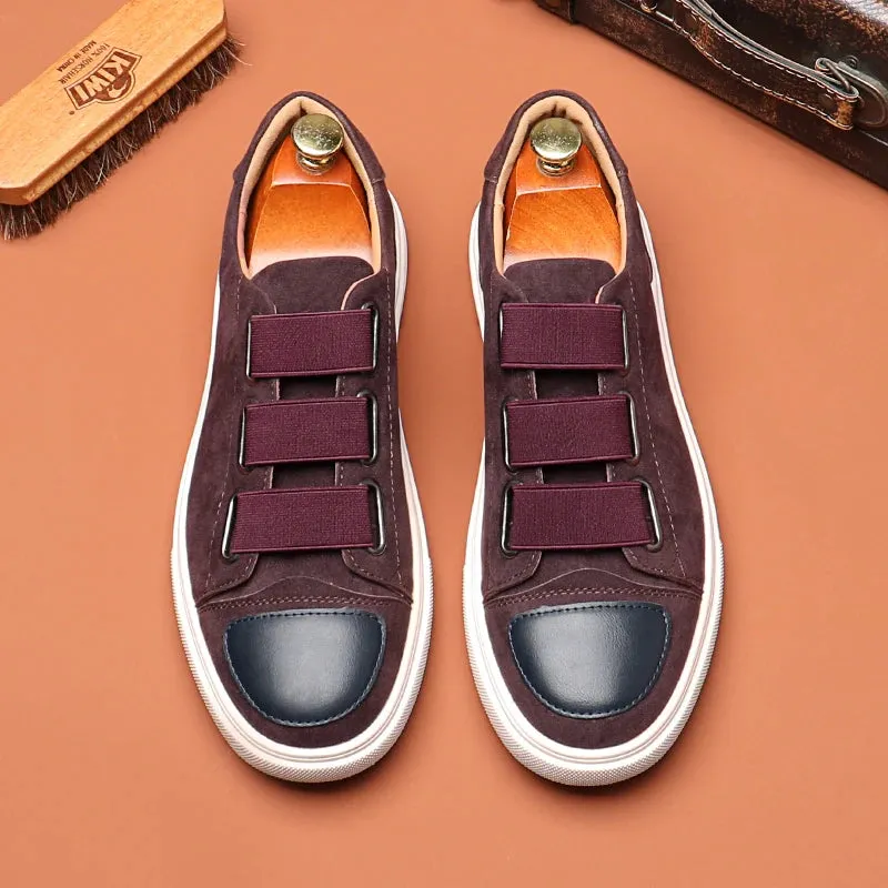 Hnzxzm Fashion Men's Skateboard Shoes Men Casual Slip-on Leather Shoes Mens Outdoor Driving Flats