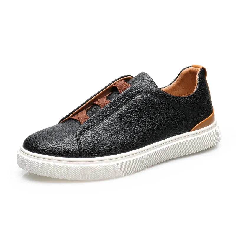 Hnzxzm Fashion Men's Skateboard Shoes Men Casual Slip-on Leather Shoes Mens Outdoor Driving Flats