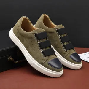 Hnzxzm Fashion Men's Skateboard Shoes Men Casual Slip-on Leather Shoes Mens Outdoor Driving Flats