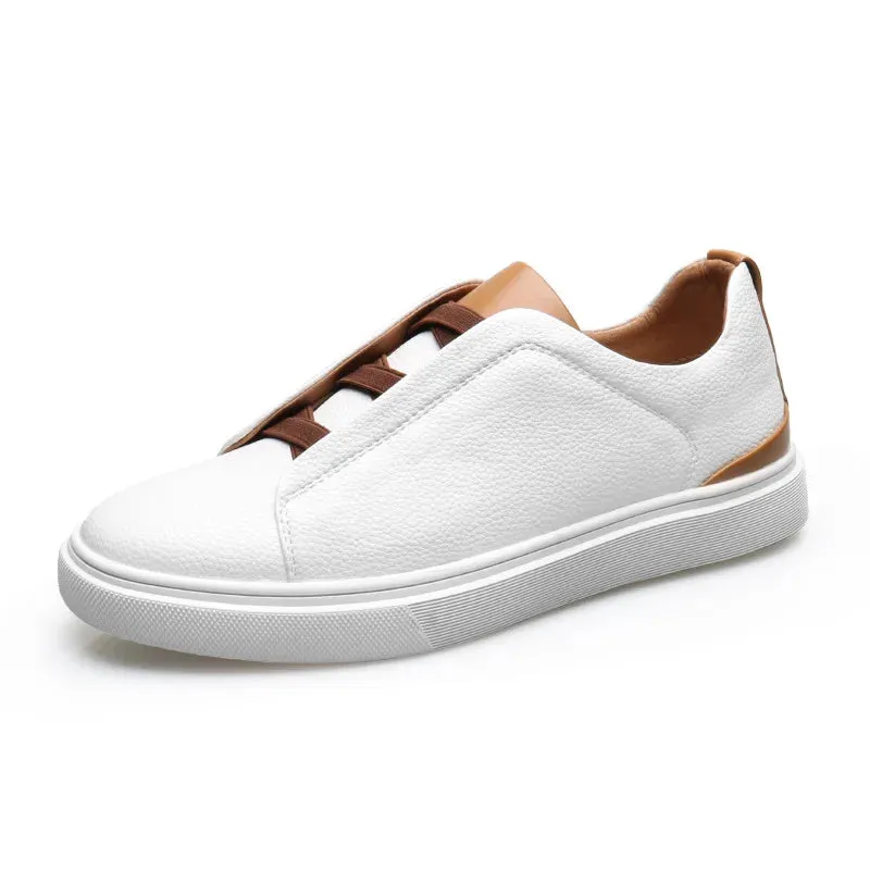 Hnzxzm Fashion Men's Skateboard Shoes Men Casual Slip-on Leather Shoes Mens Outdoor Driving Flats